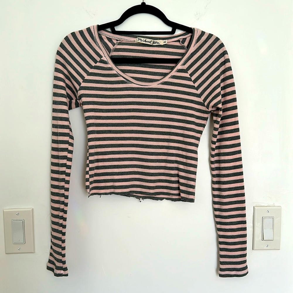 Michael Stars Scoop Neck Long Sleeve Cropped Thermal (one size)